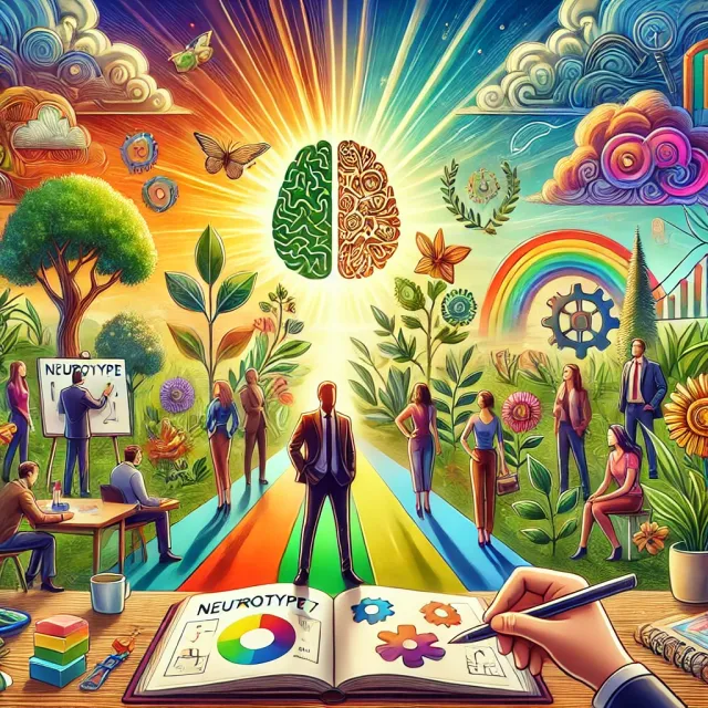 DALL·E 2024-11-27 07.31.59 - A motivational illustration depicting a vibrant and positive environment symbolizing growth and success for a Neurotype 7 personality (Levensgenieter).webp